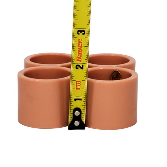 Lot of 4 Vtg Retro 1970s Light Rose Pink Round Melamine Napkin Rings Hong Kong - Picture 4 of 7